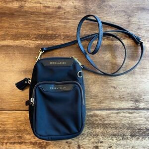 ANYA HINDMARCH🖤 Logo Essentials Black Crossbody Bag with Gold Accents